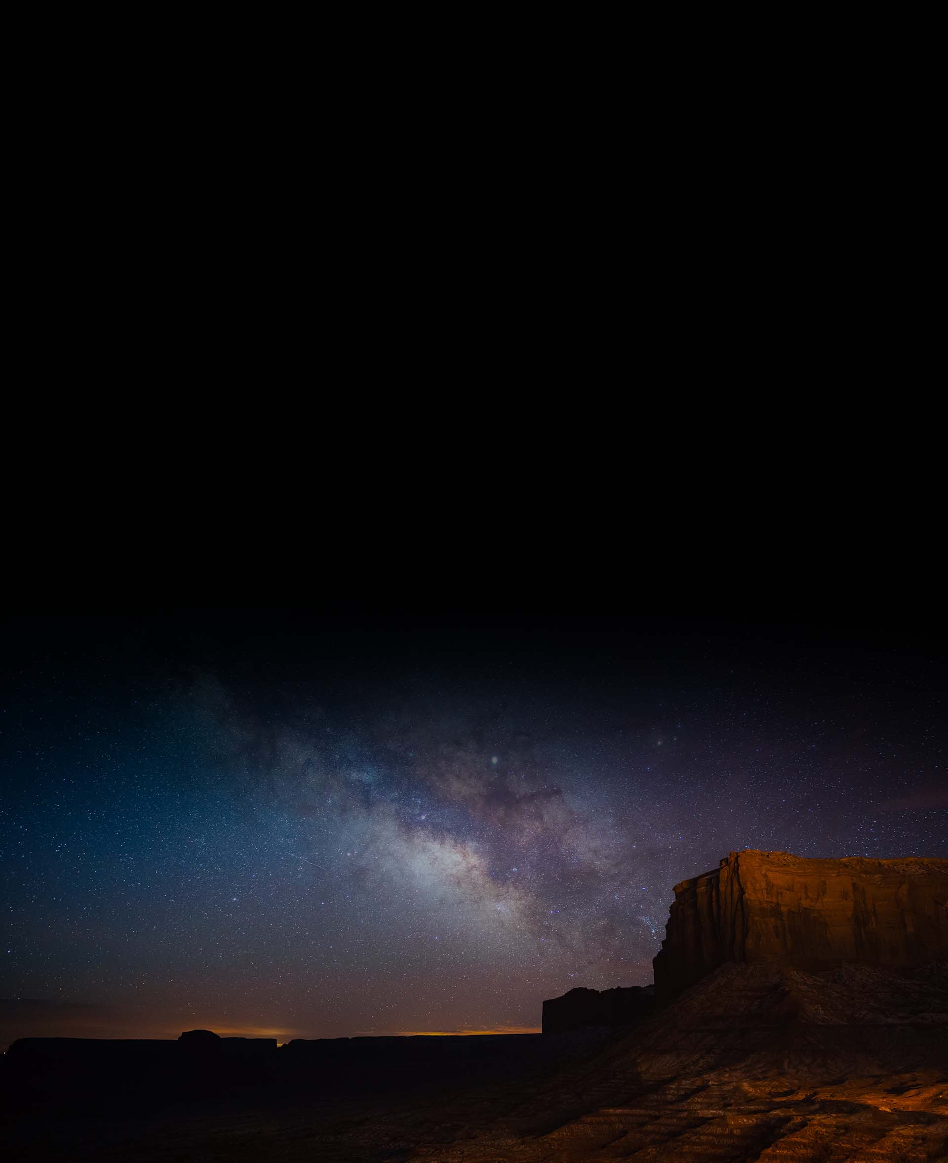 night sky with milky way and Utah red rock