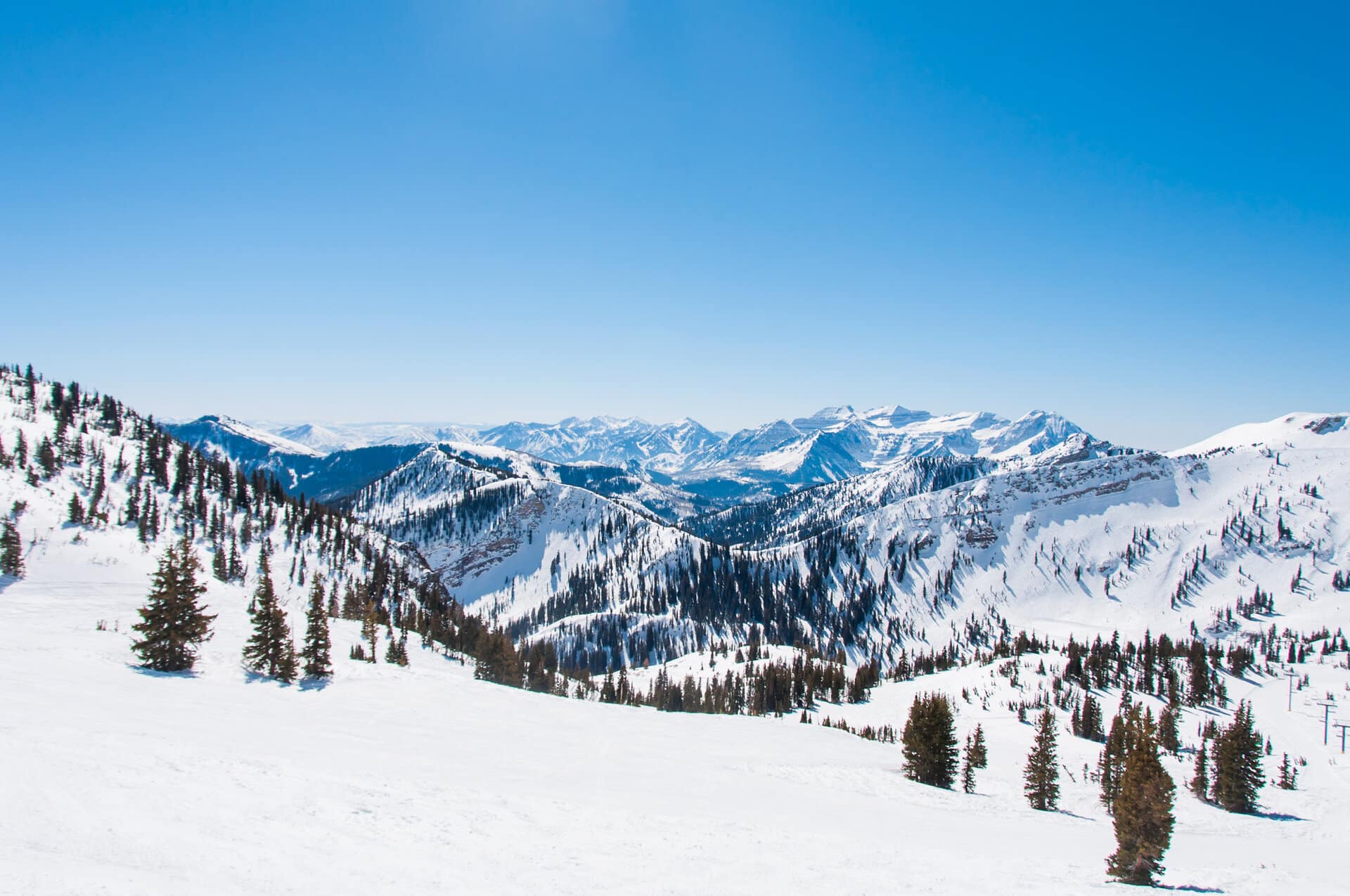 Mountain Ridges Behind Snowbird and Alta at Utah ski resorts