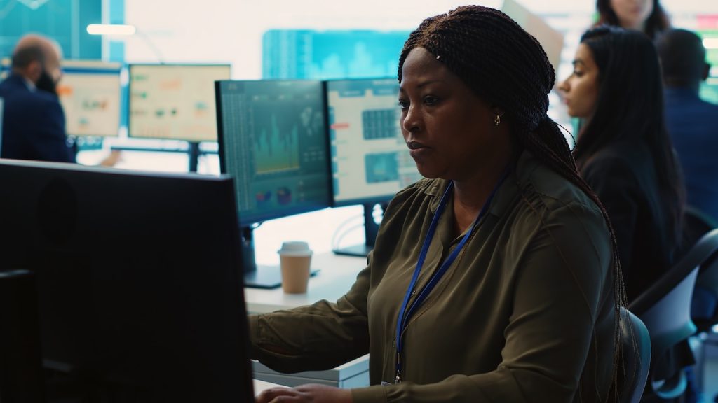businesswoman working on computer in office